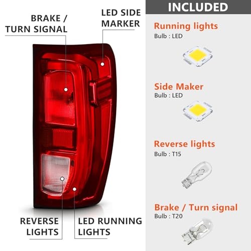 Tail Light Assembly Compatible with GMC Sierra Right/Passenger Halogen