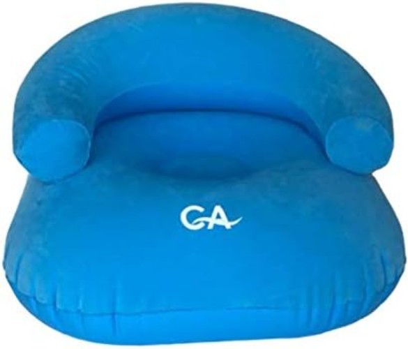 Inflatable Flocking Lounger Sofa Blue Portable Camping Relax Chair 23.5"x23.5...