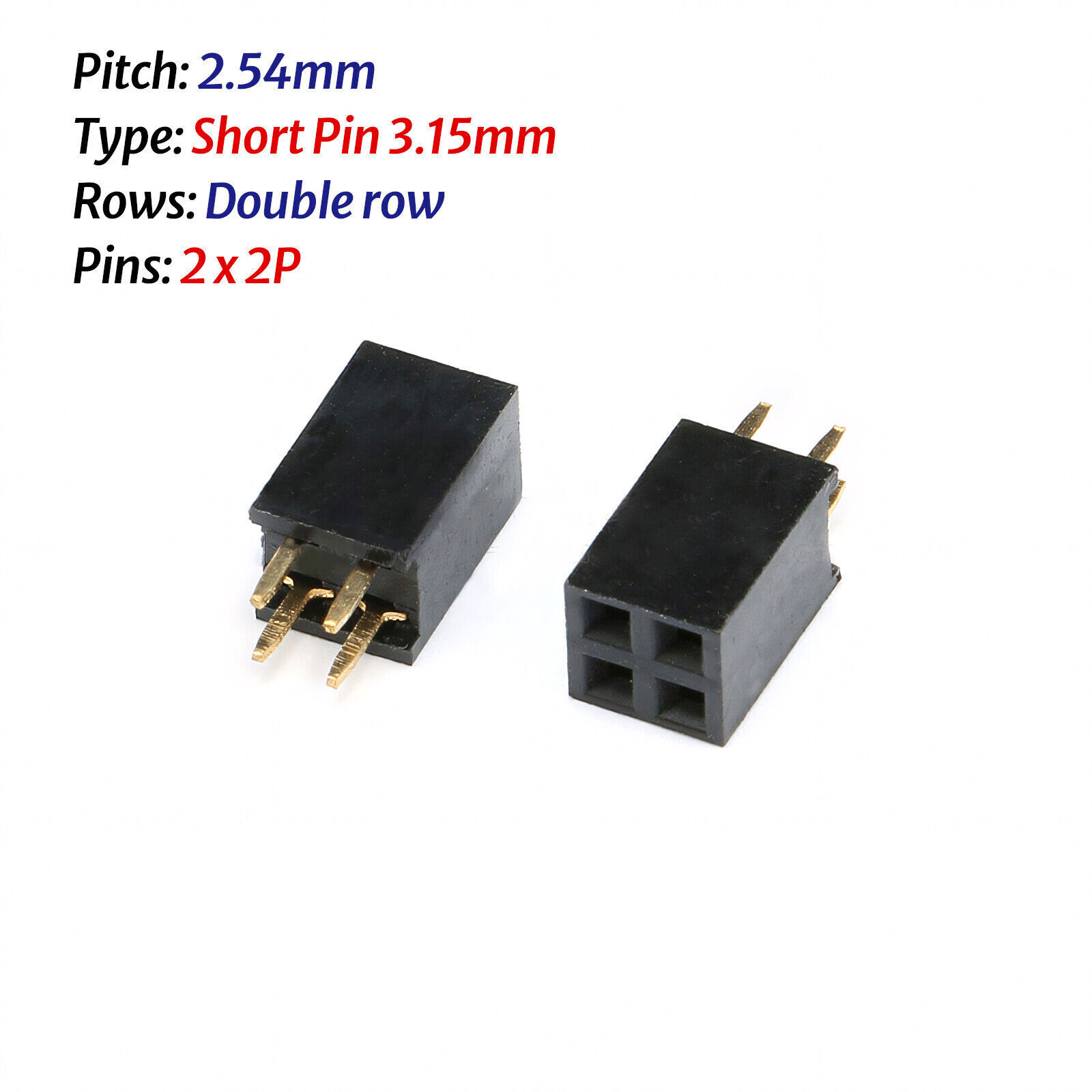 2.54mm 0.1" PCB Header Vertical Female Socket Connector, Single/Double Row Pin