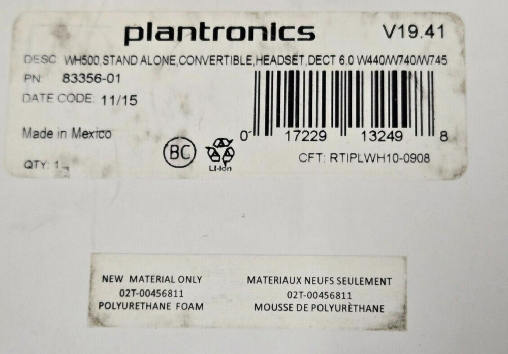 Plantronics WH500 Stand Alone Convertible Headset- Brand New Open Box