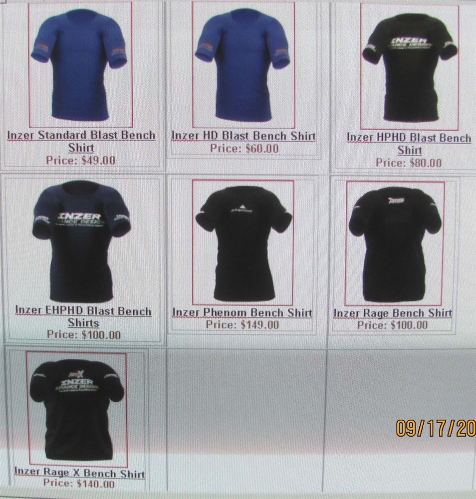 Inzer Bench Press Shirt Size 28 Black (NEW)