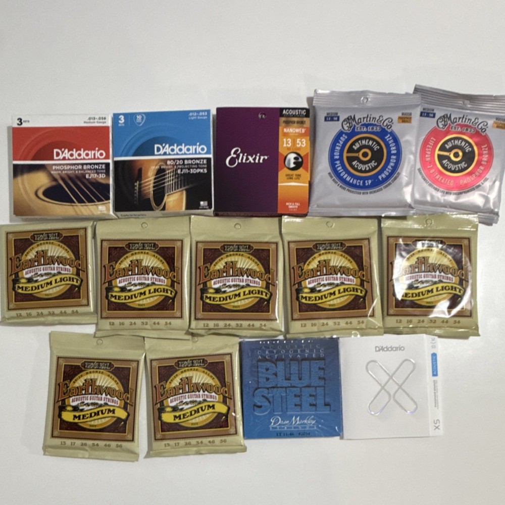 Acoustic guitar string lot - 18 sets - sealed packages