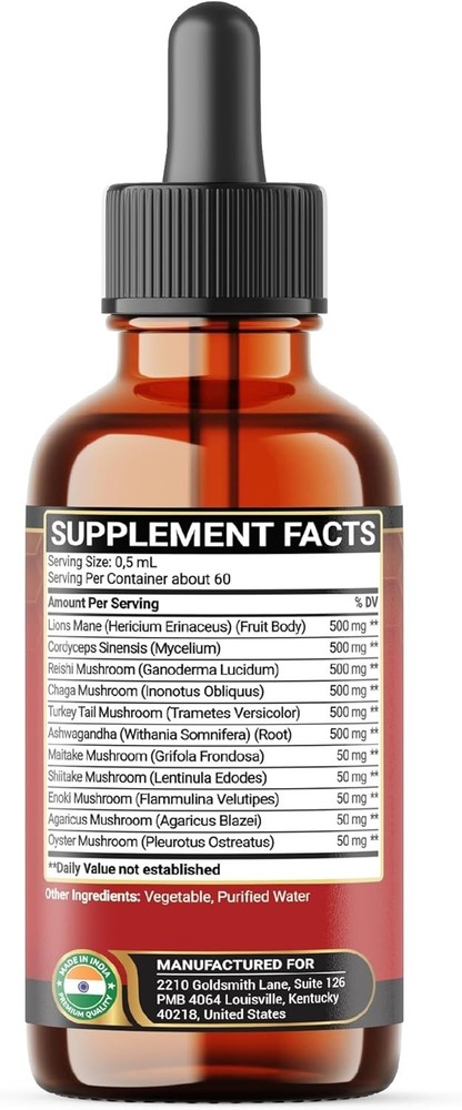 Cognitive Function Boost - 11-in-1 Mushroom Liquid Drops for Daily Use