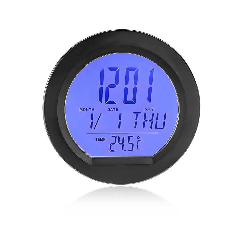 Car Digital Thermometer Clock, Solar Powered Mini Dashboard Clock with Date &...
