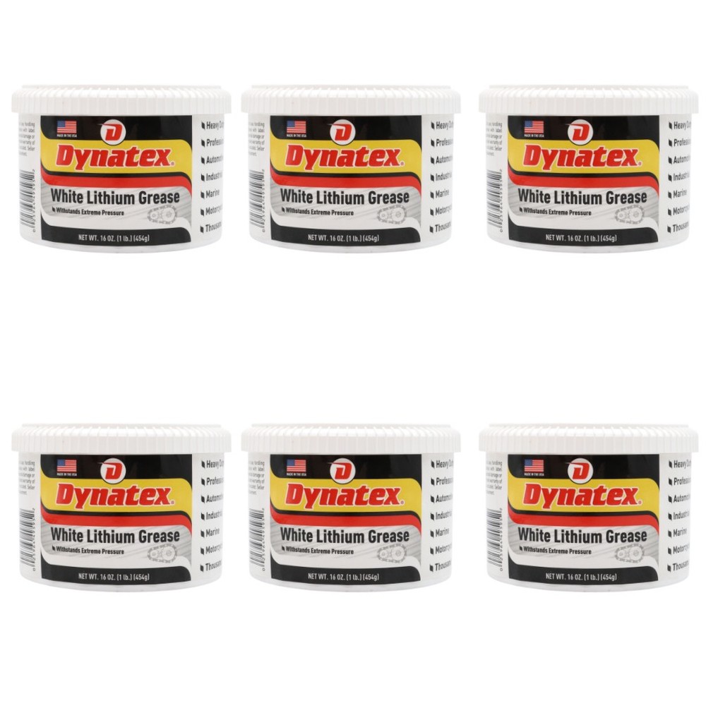 Dynatex White Lithium Grease 16 oz Tub Multi-Purpose (6-Pack)
