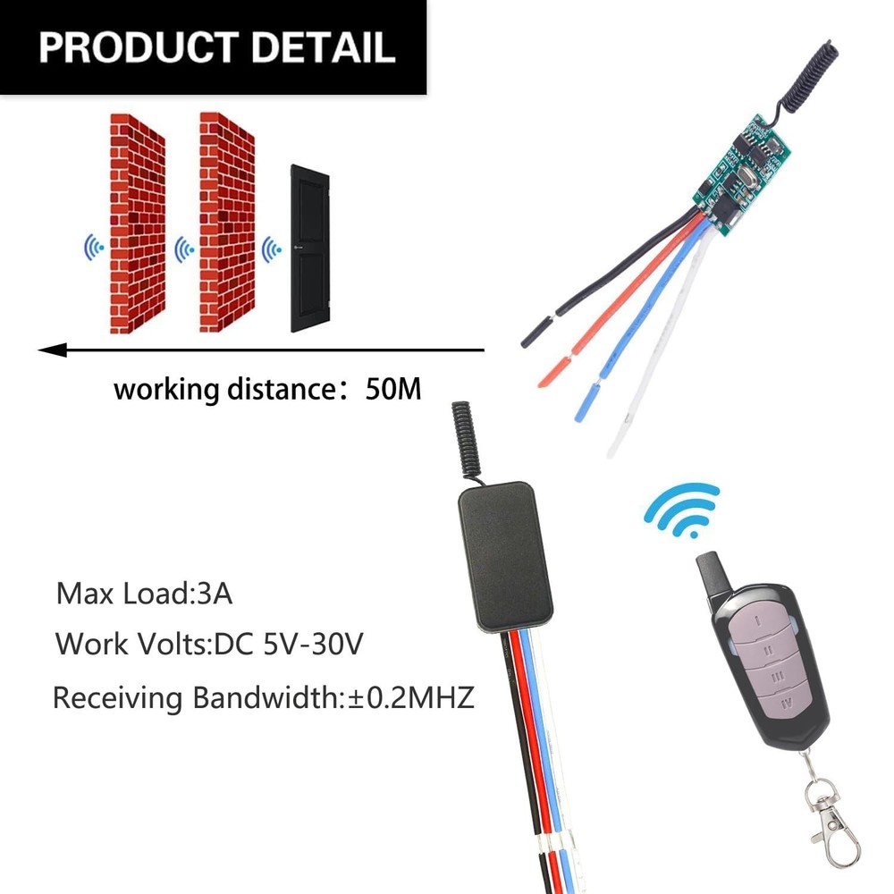 Wireless Light Switch and Receiver Kit,2 Way Mini Wireless Lights swicth kit,...