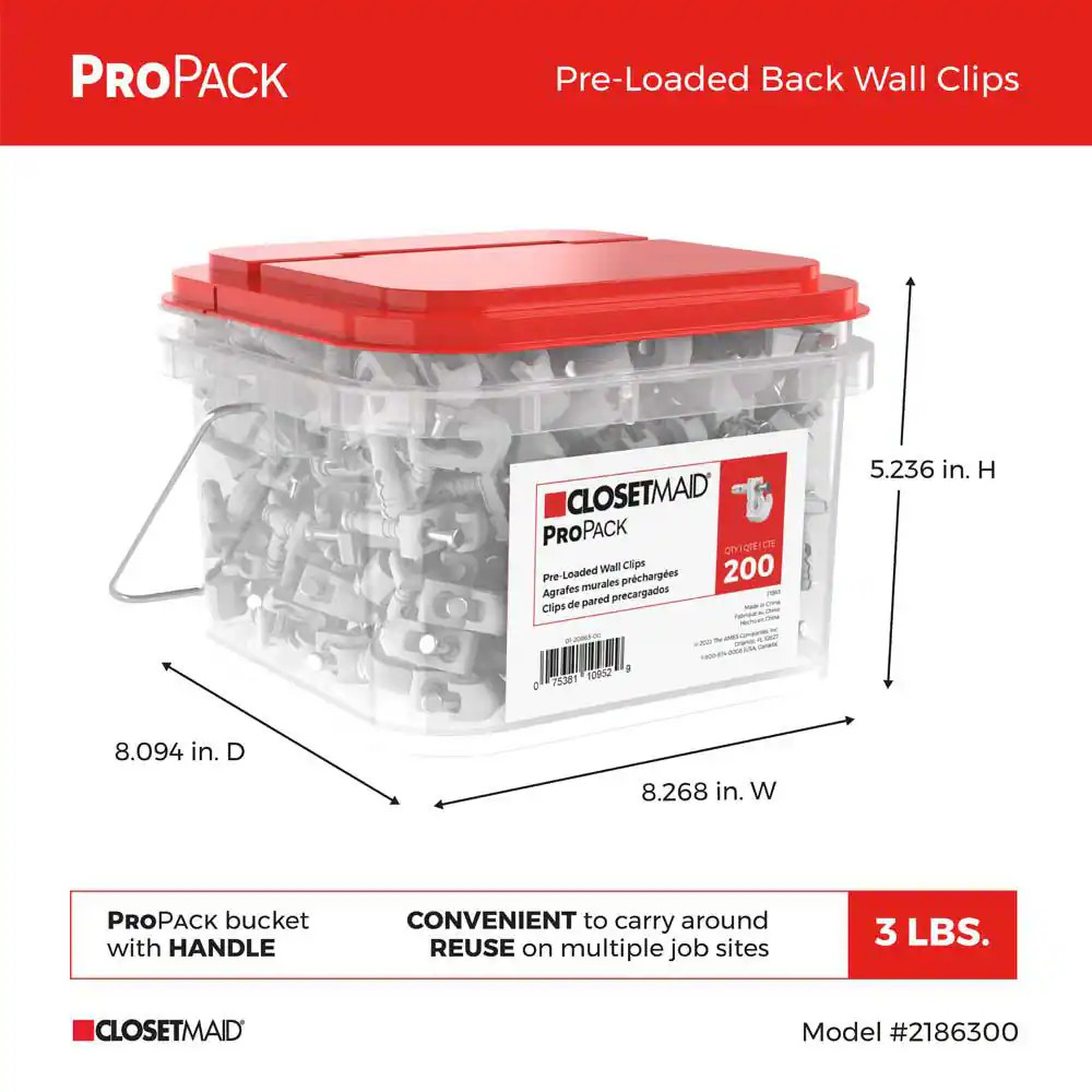 Propack Pre-Loaded Back Wall Clips (200-Piece)