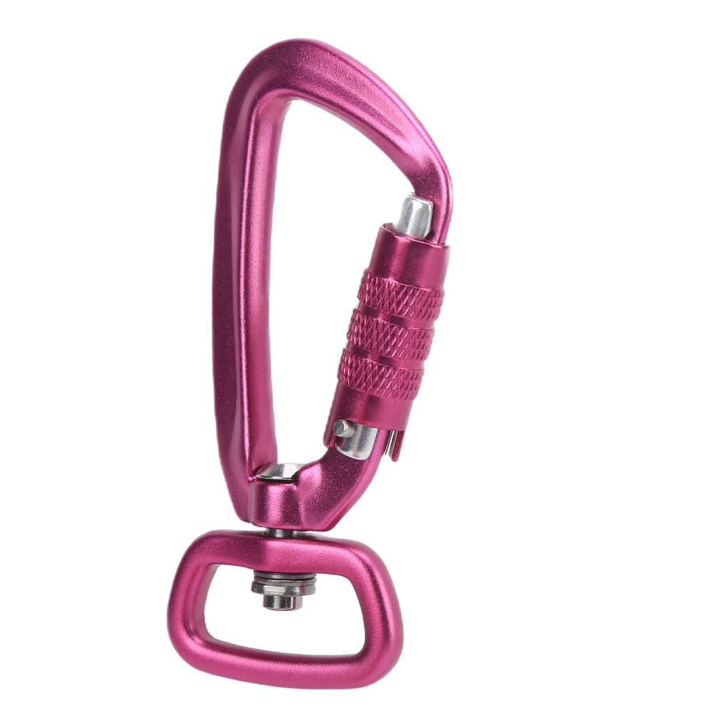 Pink Carabiner Clip Auto Locking Square Bottom 360 Rotational Hook