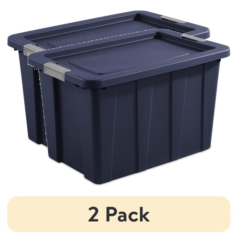 Rugged Plastic Storage Bin W/ Latch Stackable Tote Camping Sporting Equipment US