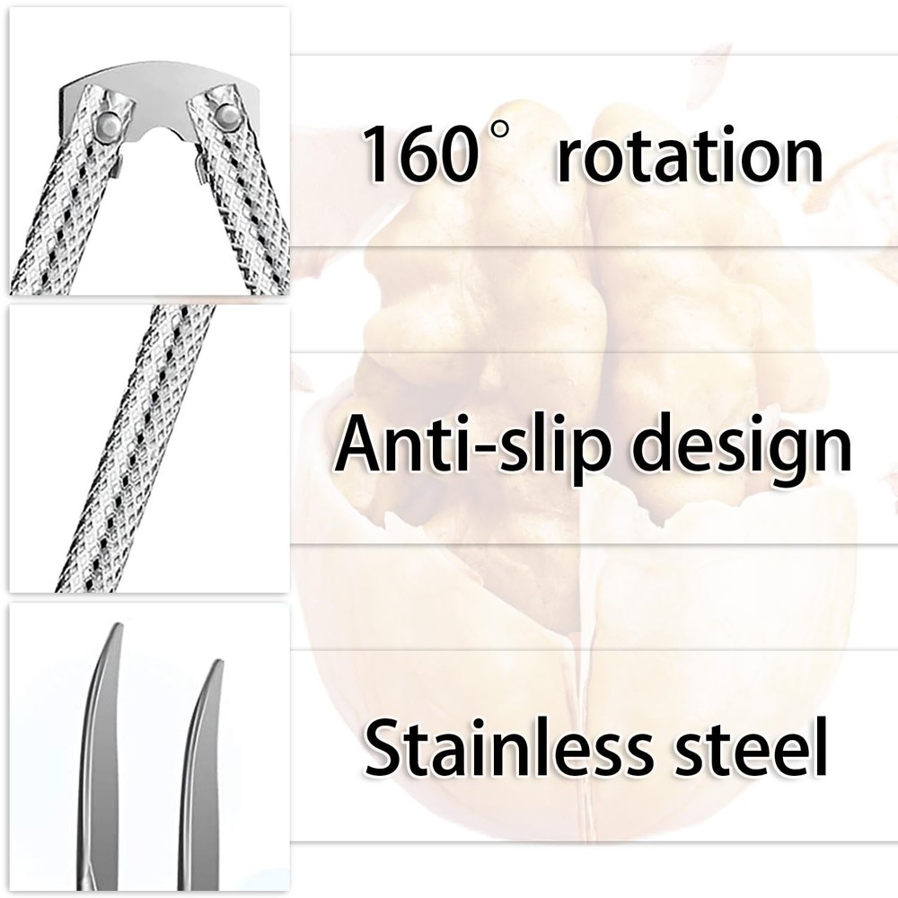 Nut Cracker Tool,Stainless Steel Nut Crackers for All Nuts Silver Medium