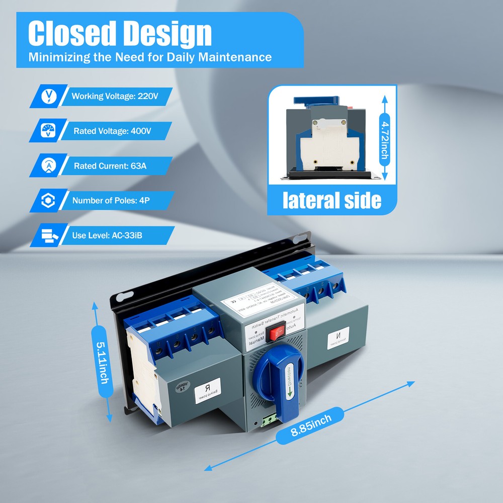 Dual Power Automatic Transfer Switch kit 63A 4P ATS Generator Changeover Switch