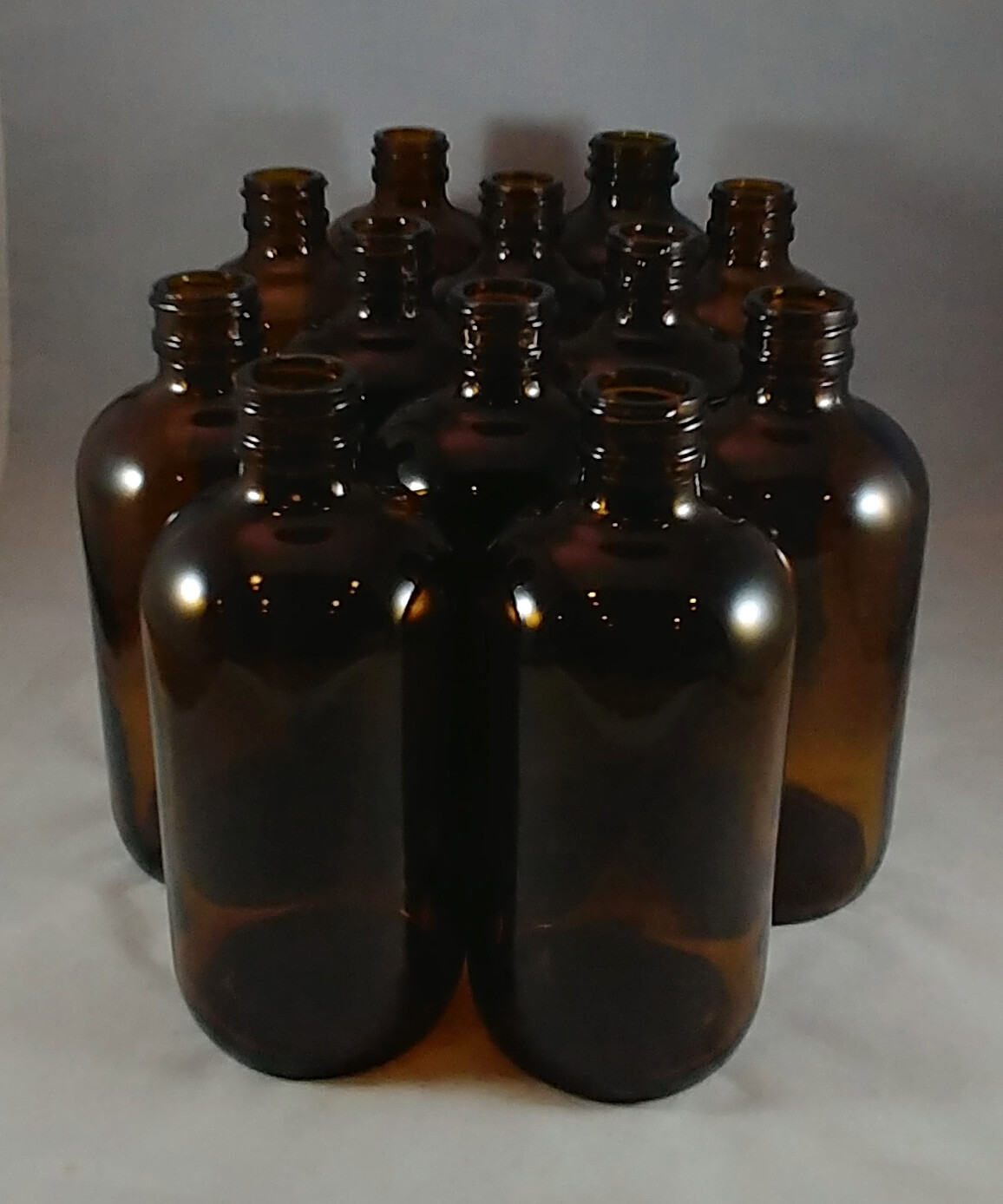 8 oz Amber Boston Round Glass Bottles 24-400,Mult Lot Sizes, Cosmetics,Chemistry