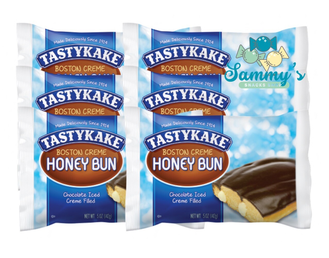 Tastykake Boston Creme Honey Buns 6 Buns