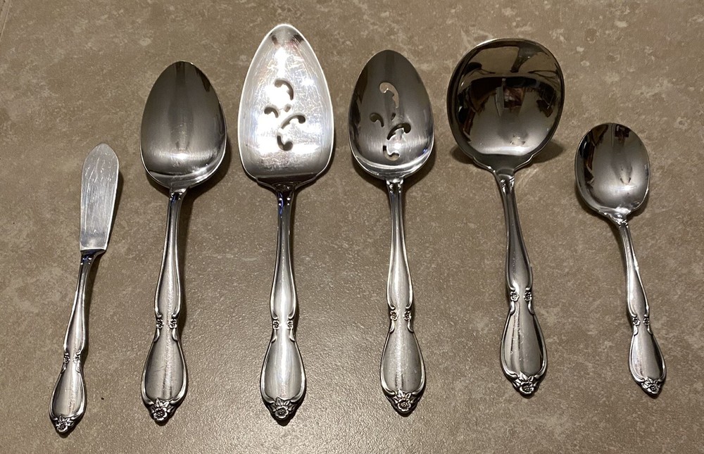 Oneida Community Stainless CHATELAINE Serving Spoons, Pie Server, Gravy + (6 pcs