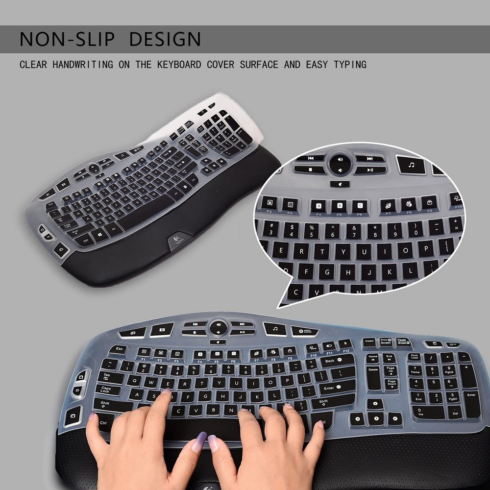 Logitech K350 Keyboard Cover Ultra-Thin Silicone Protector for MK550 & MK570
