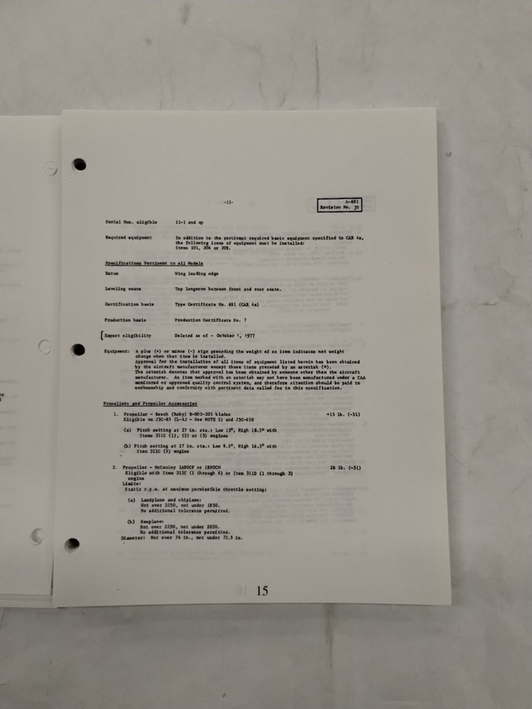 Piper Aircraft Type Specifications Manual-Copy