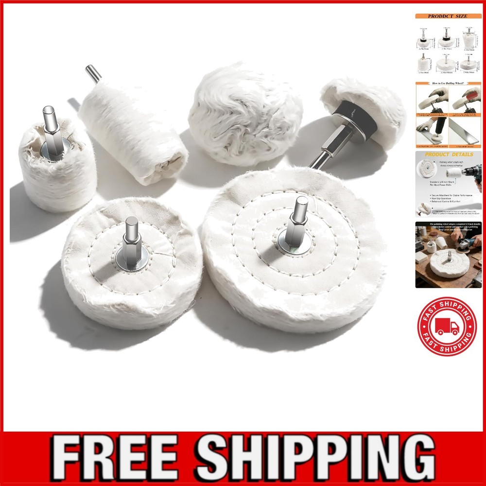 6PCS Buffing Wheel for Drill, Multi-Specification Aluminum Wheel Polishing Ki...