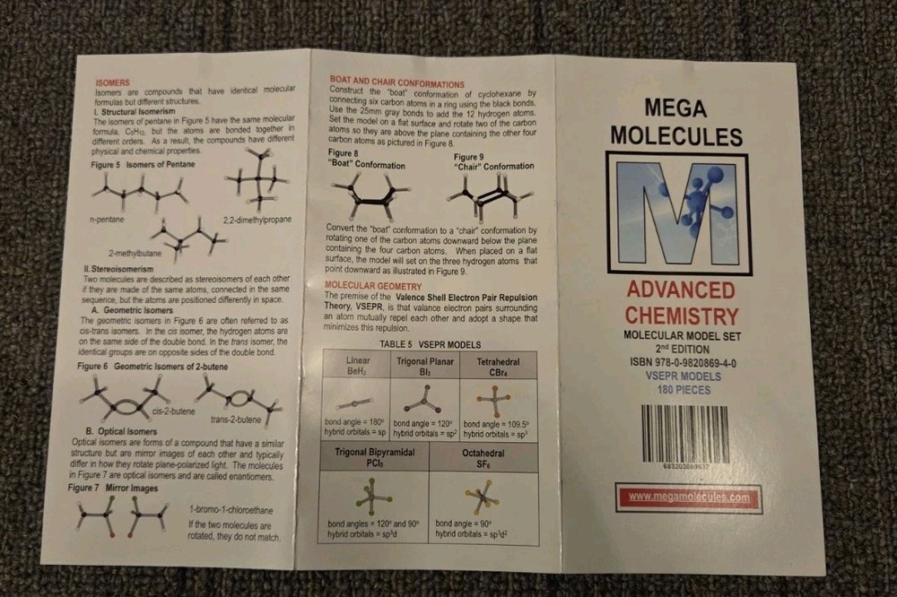 MEGA MOLECULES Advanced Chemistry Molecular Model Set 180 Pieces Student