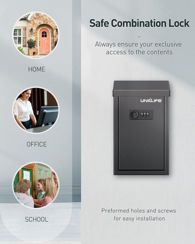Metal Key Drop Box for Outside Security Donation Box with Combo Lock Black