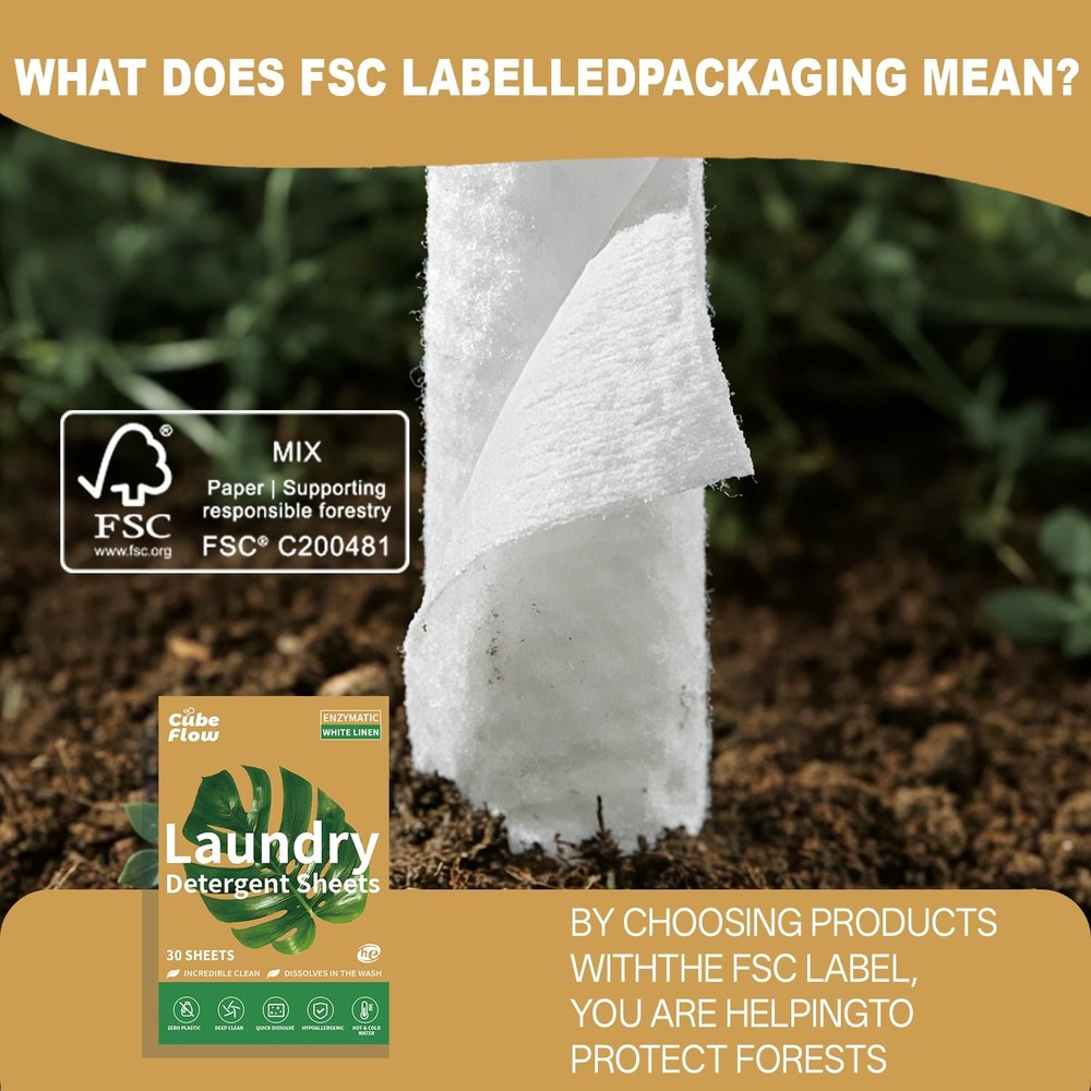 Linen Scented Laundry Detergent Sheets | 60 Loads | Natural Freshness & Deep ...