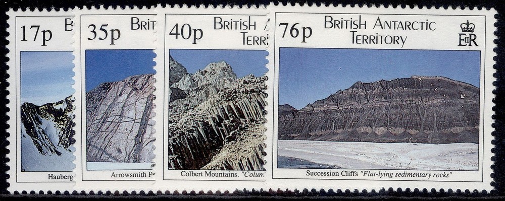 BAT QEII SG256-259, 1996 Geological structures set, NH MINT.