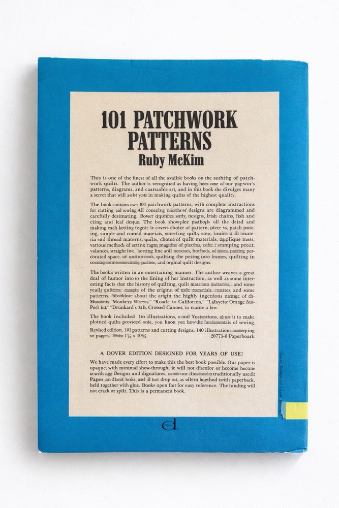 101 Patchwork Patterns Ruby McKim Quilting Book Dover Publications Paperback