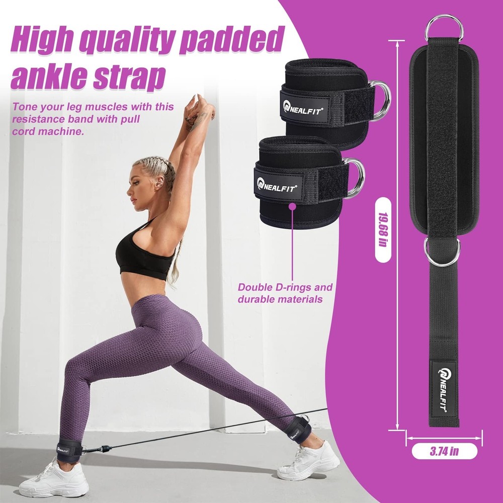 Ankle Strap for Cable Machine, Gym Ankle Cuff for Kickbacks, Leg Extensions, ...