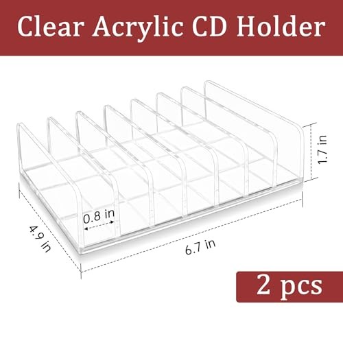 2 Pcs Clear Acrylic CD Holder, DVD/CD Display Rack & CD Storage Box & Vinyl