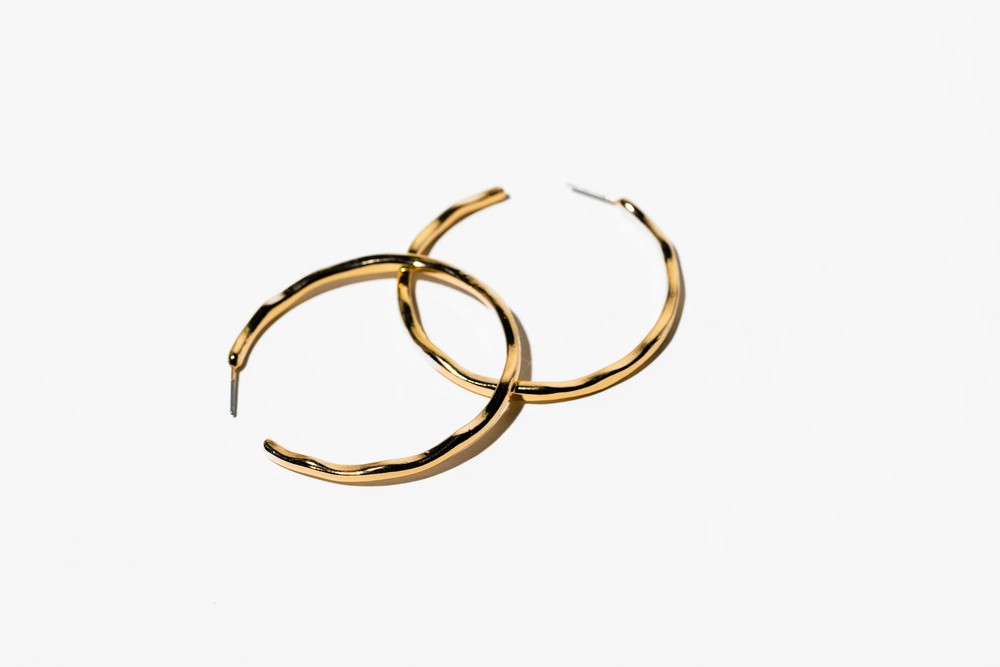 Textured Gold Hoop Earring