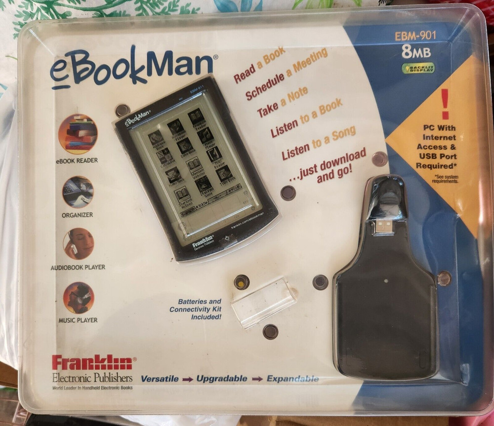 eBookMan Franklin Electronics Reader Organizer Audio Player 2002 EBM-900/901/911