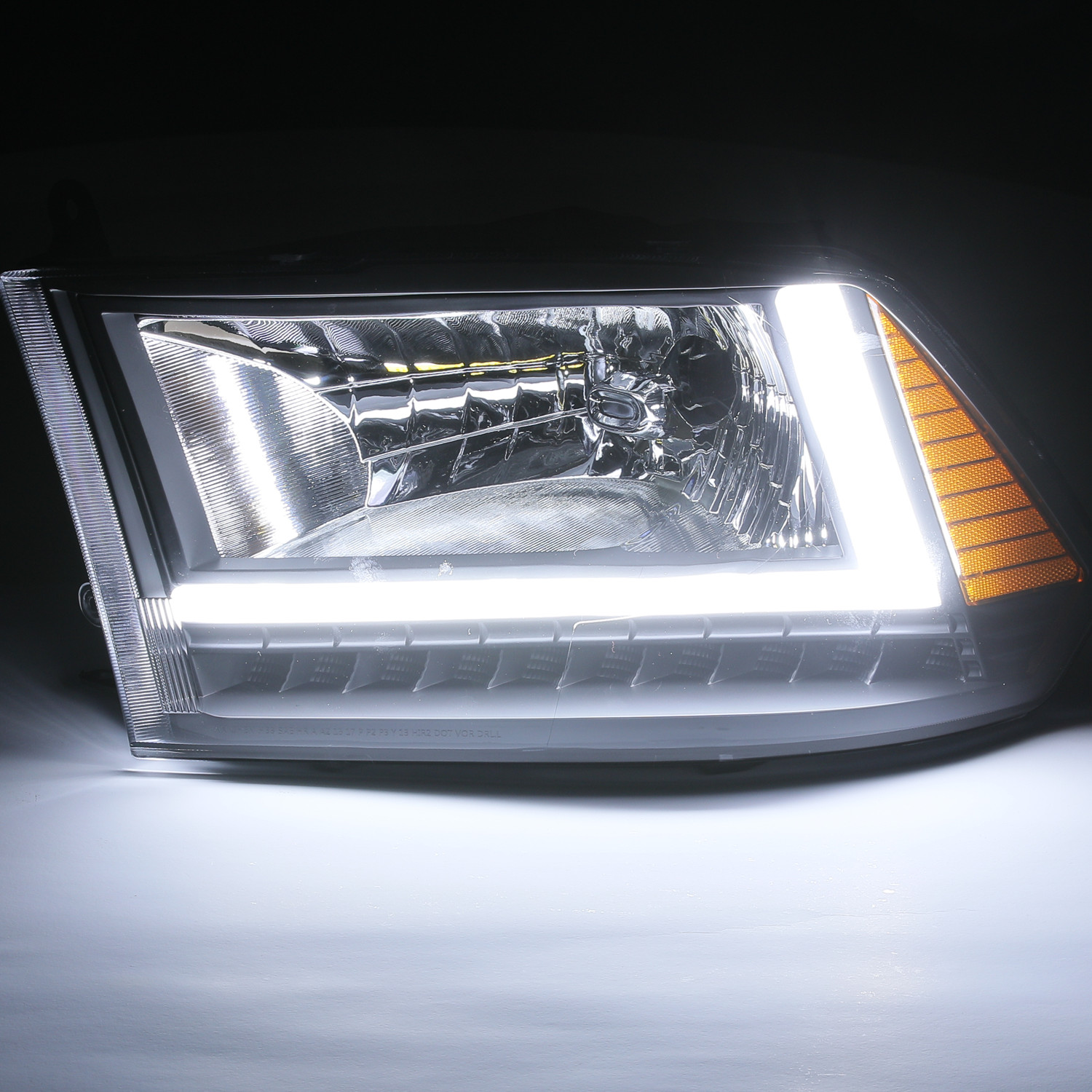 L+R Amber Corner OE Style Headlight [LED LIGHT BAR] for 09-18 Ram 1500 2500 3500