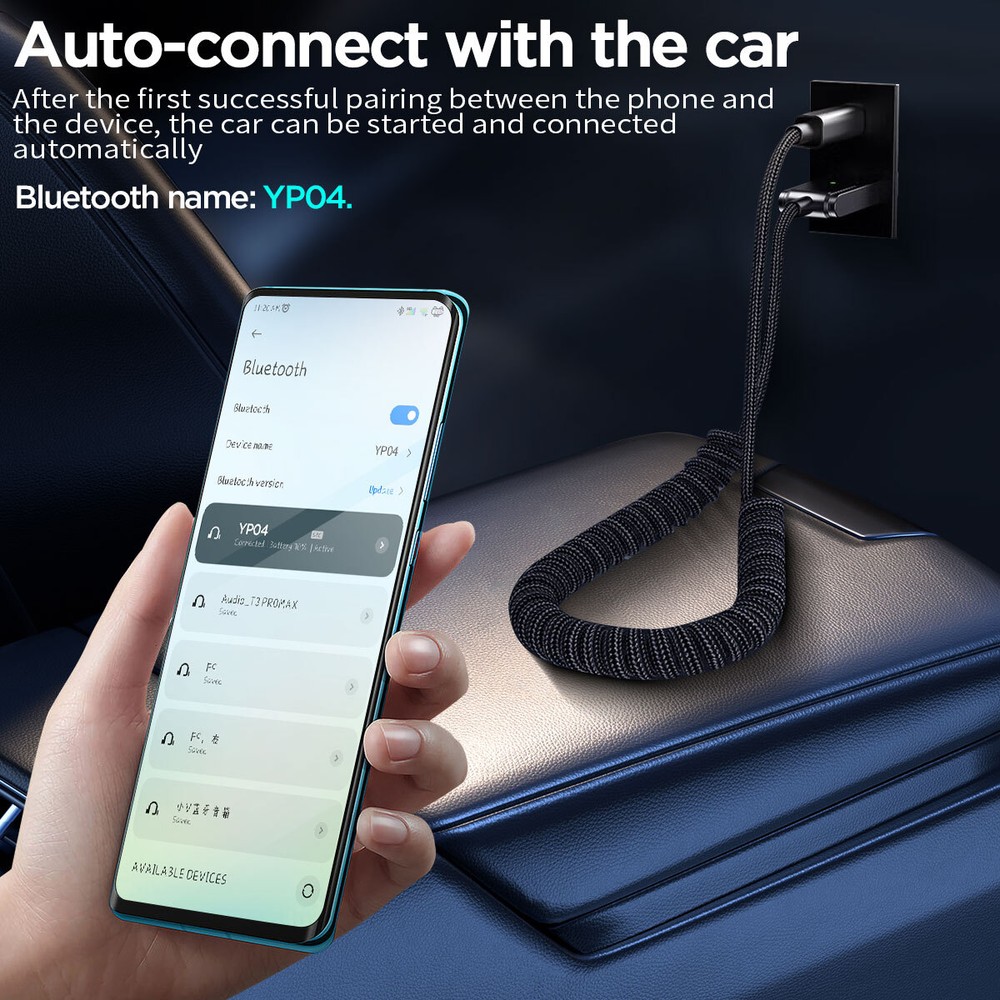 2pcs Aux to Bluetooth 5.1 Adapter 3.5mm Bluetooth Receiver Microphone for Car