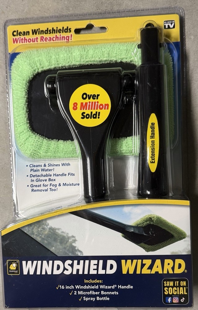 Windshield Wizard Car Window Cleaner Kit w/ Microfiber – Easy Reach Tool