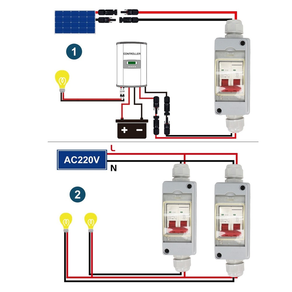 (with Cable And PV Connector)Solar Panel Disconnect Switch 500V 32A MCB DC