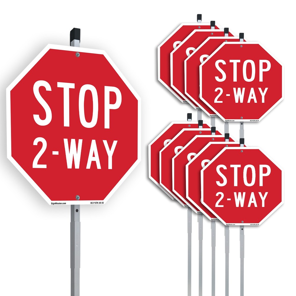 Stop 2-way Octagon Sign With Stake Weather Resistant UV Protected