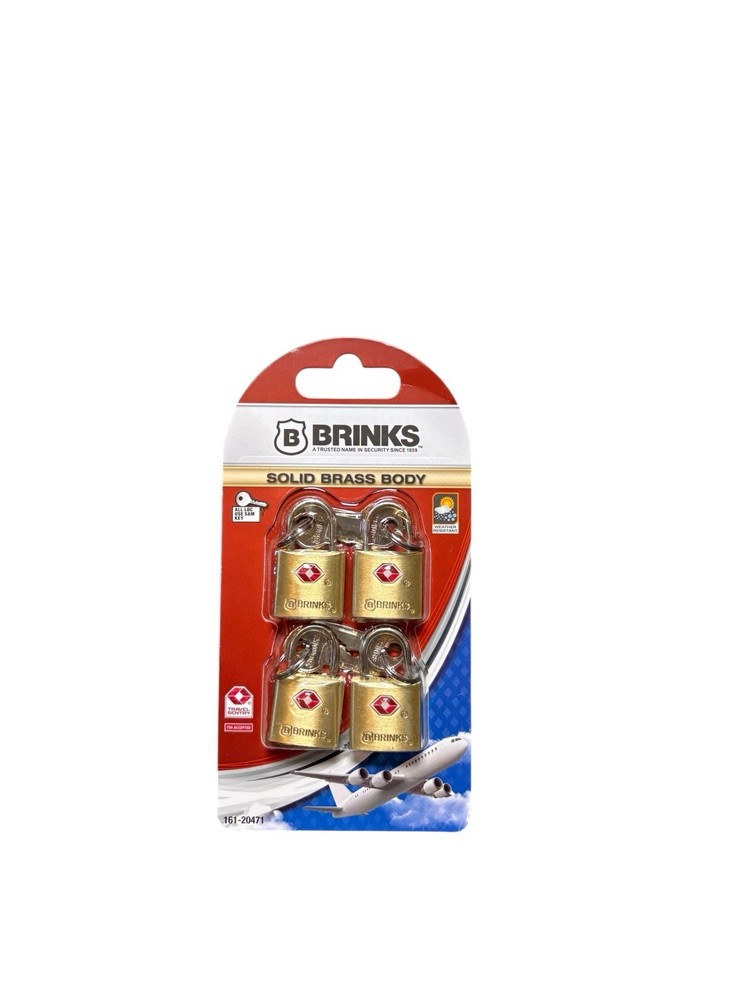 Brinks 161-20471 TSA Approved 22mm Lock Solid Brass, 4-Pack