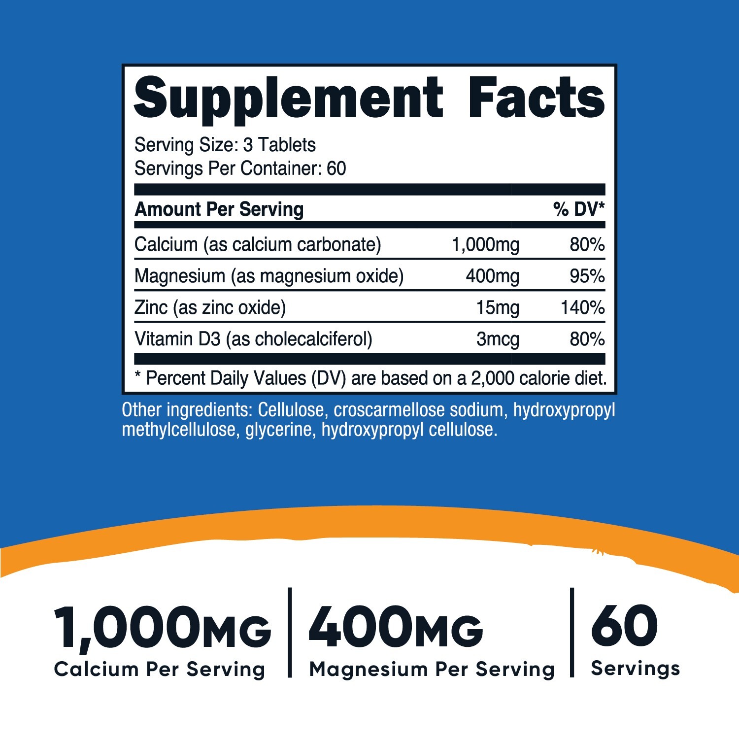 Nutricost Calcium, Magnesium & Zinc Tablets (180 Tablets, 60 Servings)