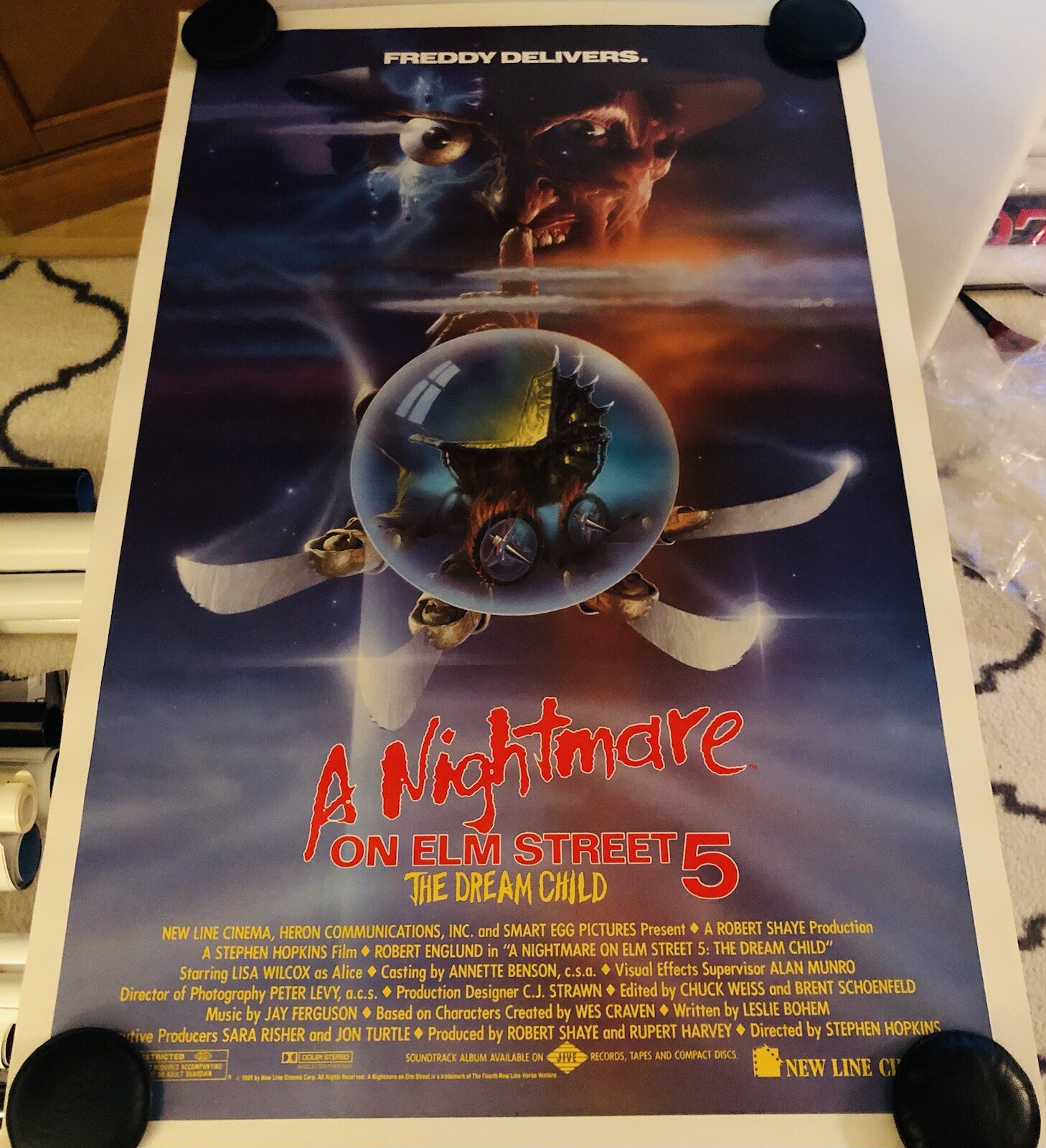 A NIGHTMARE ON ELM STREET 5 Original 27X41 Movie Poster Freddy Krueger Horror