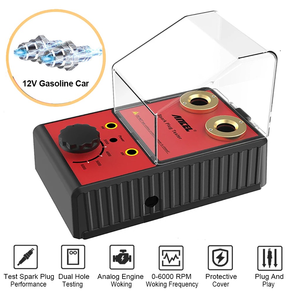ANCEL Car Spark Plug Tester Adjustable Double Hole Detector Ignition Test Tool