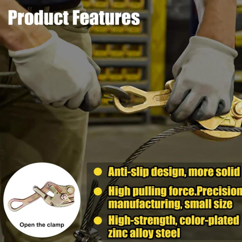 Cable Grip Steel Wires Puller 2 Ton Cable Puller Tool for 4-22 mm Wire Rope