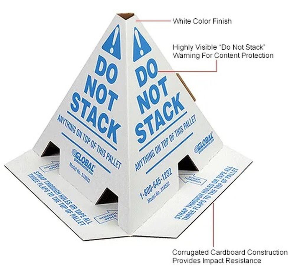 Global Industrial? "Do Not Stack" Printed Pallet Cones, White, 50/Pack