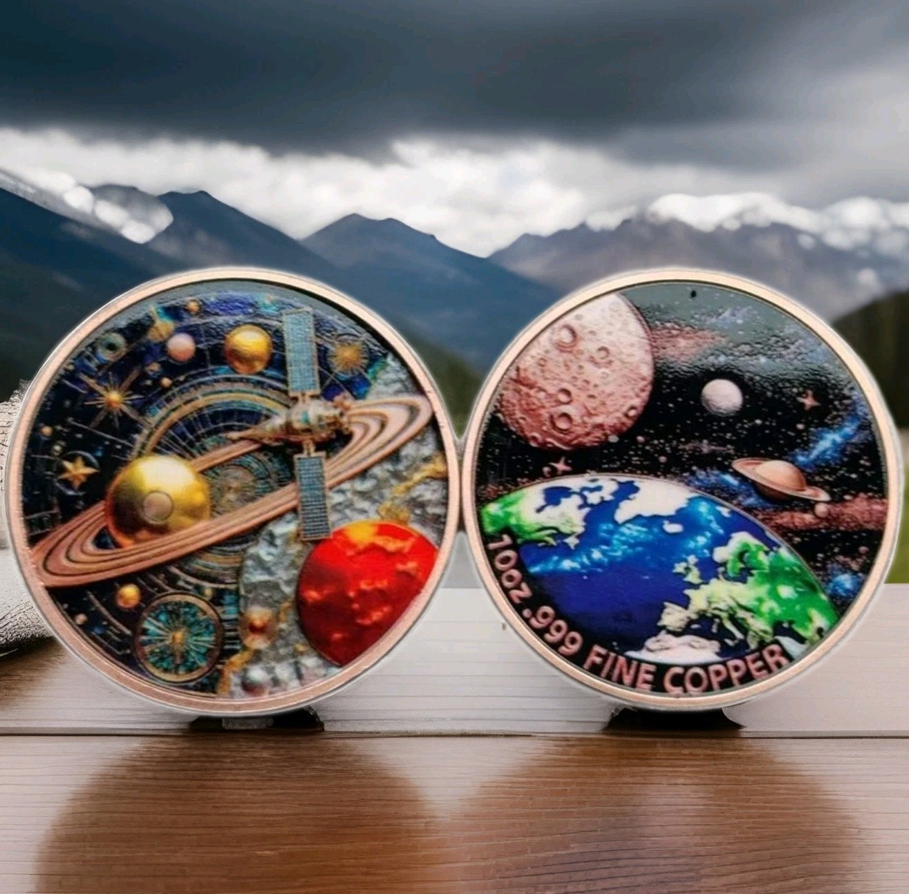 10 Oz Fine Copper .999 Space Universe Colorized In CAPSULE PRESALE