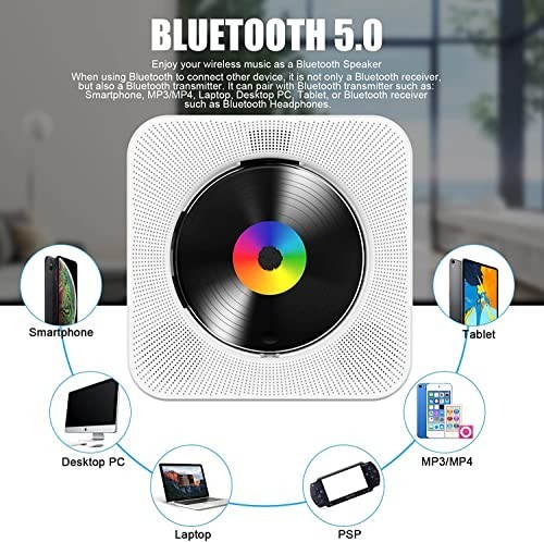 Gueray CD Player Portable Bluetooth Desktop CD Player for Home with Timer