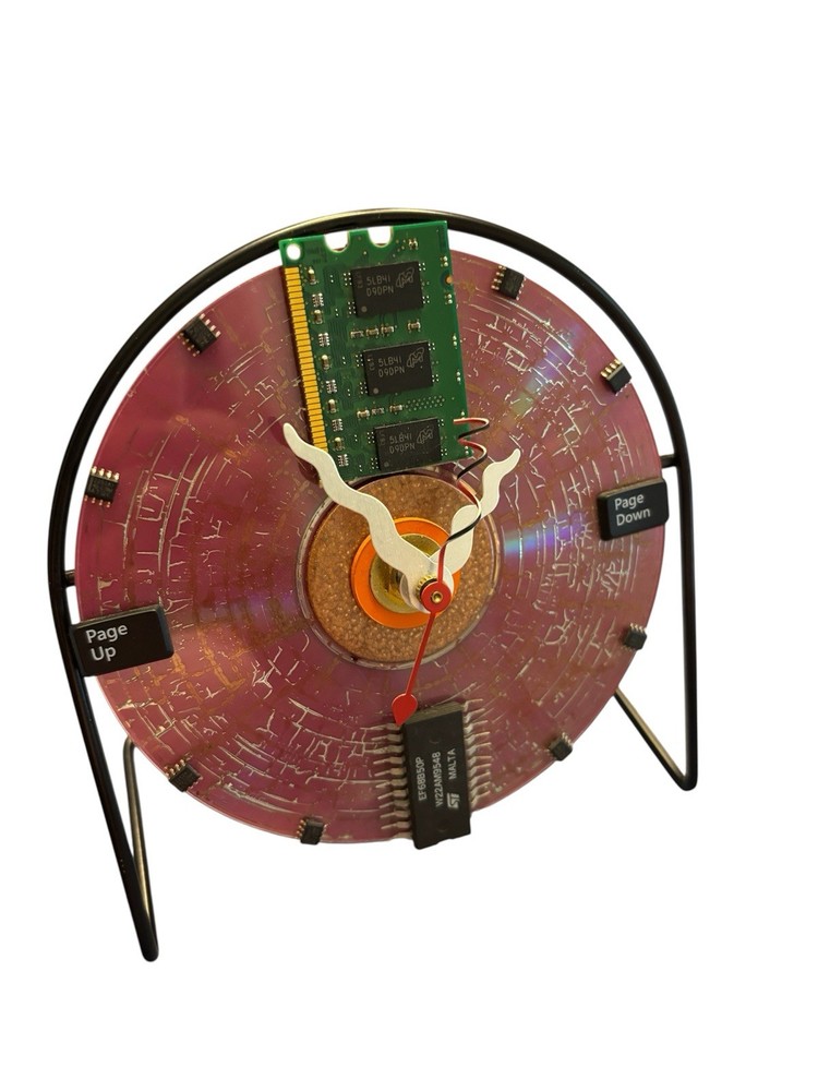 Carol A Baum Artisan Handcrafted Clock From Computer Components Signed