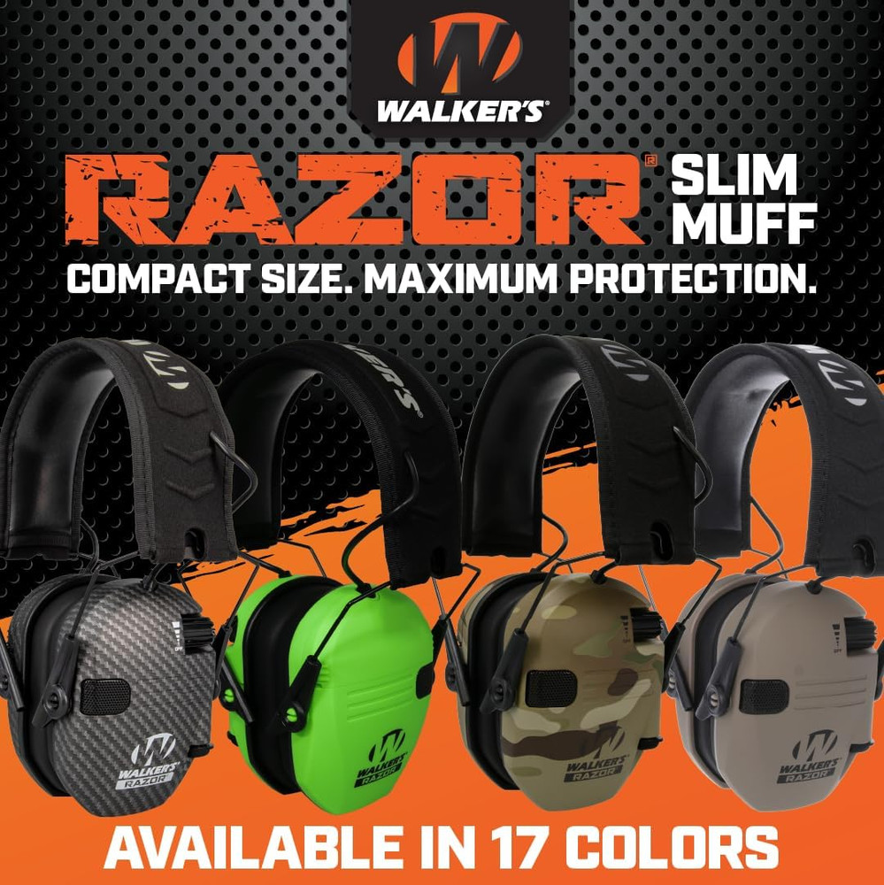 Slim Electronic Earmuffs Low Profile Adjustable Hearing Protection for Shooting