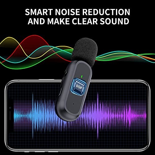 2 Pack Professional Wireless Lavalier Microphone for iPhone iPad Android Black
