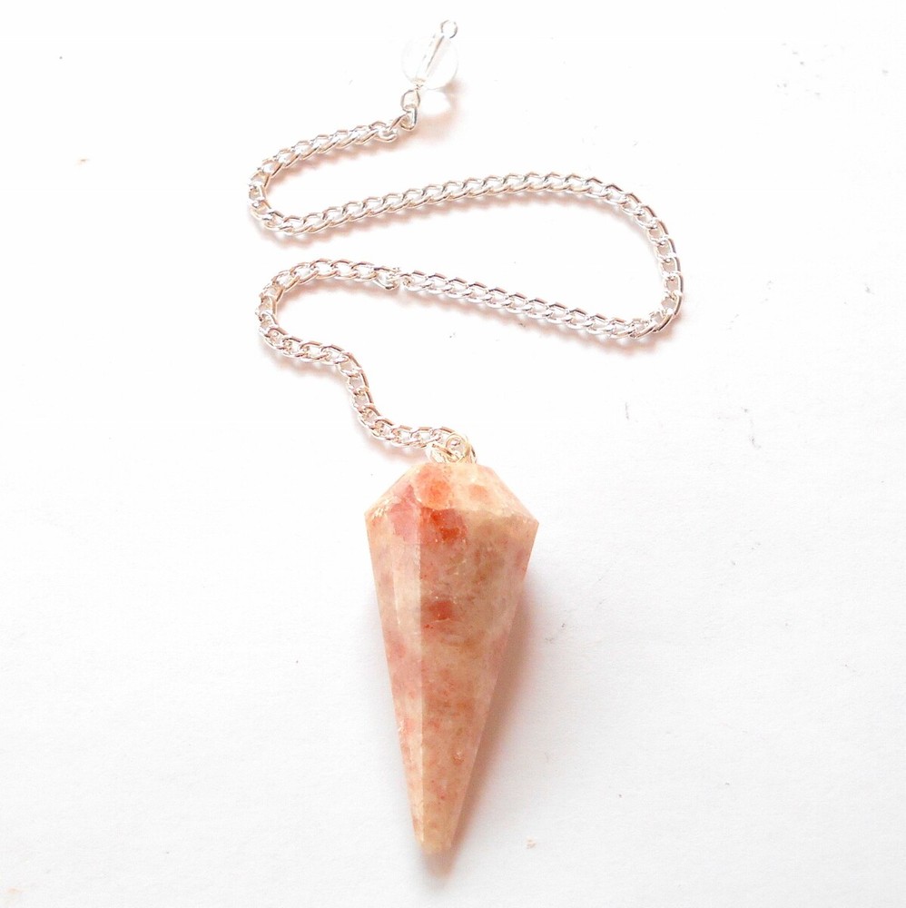 Sunstone Faceted Gemstone Pendulum for Divination and Dowsing