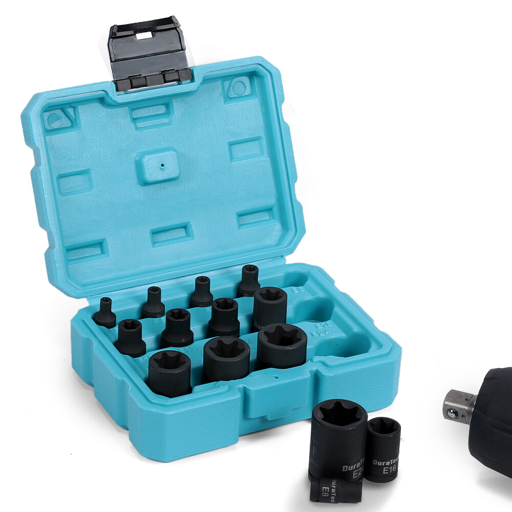 14PCS External Star Impact Socket Set E4-E24 1/4" 3/8" 1/2" Female E-Torx Torque