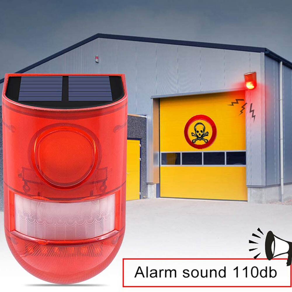 LED Light Solar Strobe Light Solar Alarm Wireless Motion Sensor Detector Outdoor