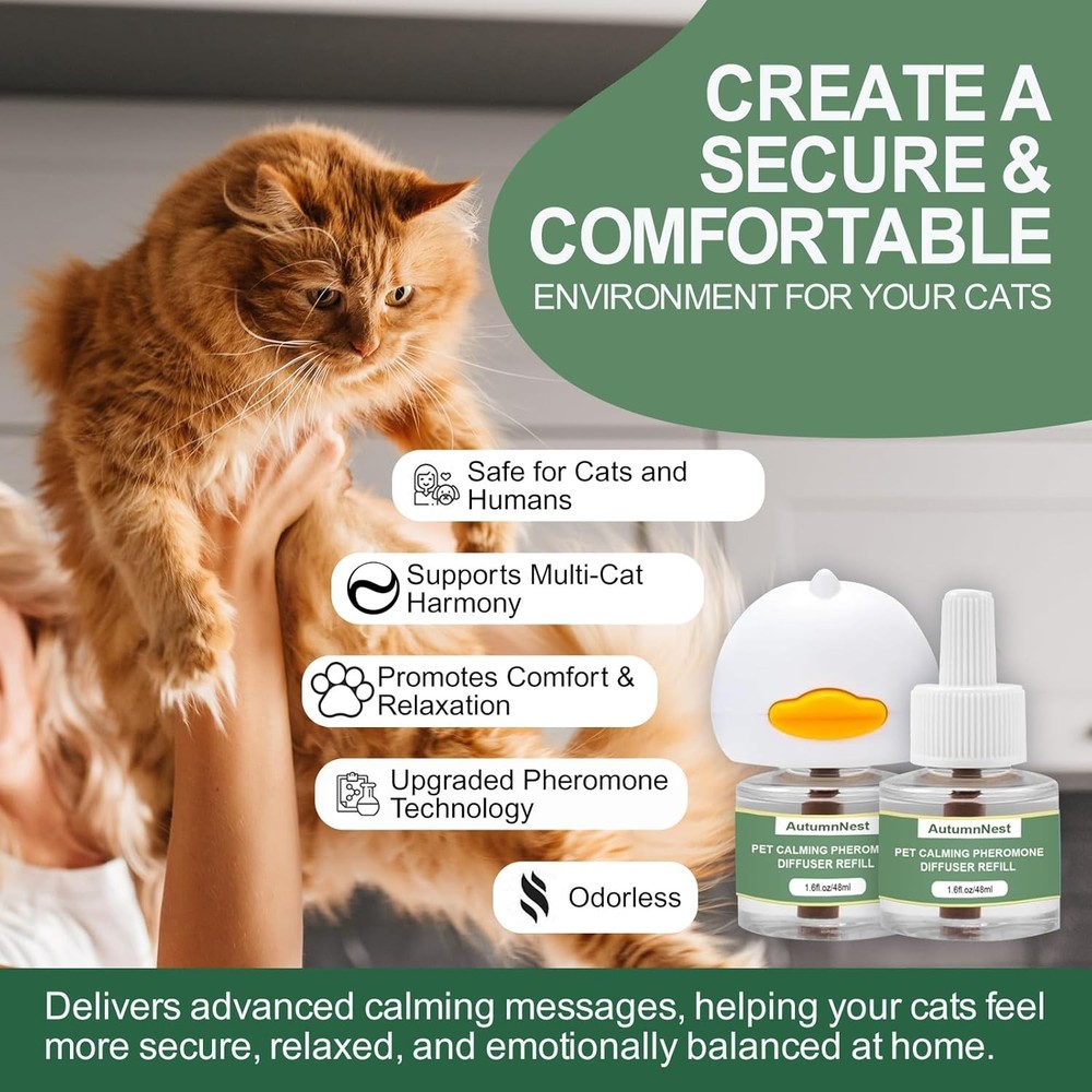 Cat Calming Pheromone Diffuser Set, Pet Calming Plug-in Kit (2 Diffusers + 4 ...